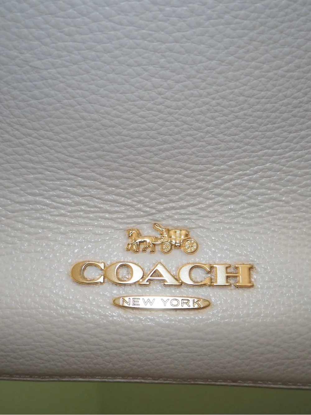 COACH Chalk Off White Pebble Leather Small Hobo Shoulder Bag Gold Hardware